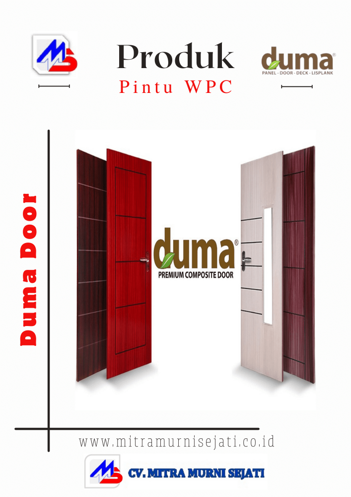 Pilihlah pintu WPC Duma untuk memperindah dan melindungi rumah Anda. Keamanan dan kenyamanan yang tak tertandingi dalam setiap detailnya.